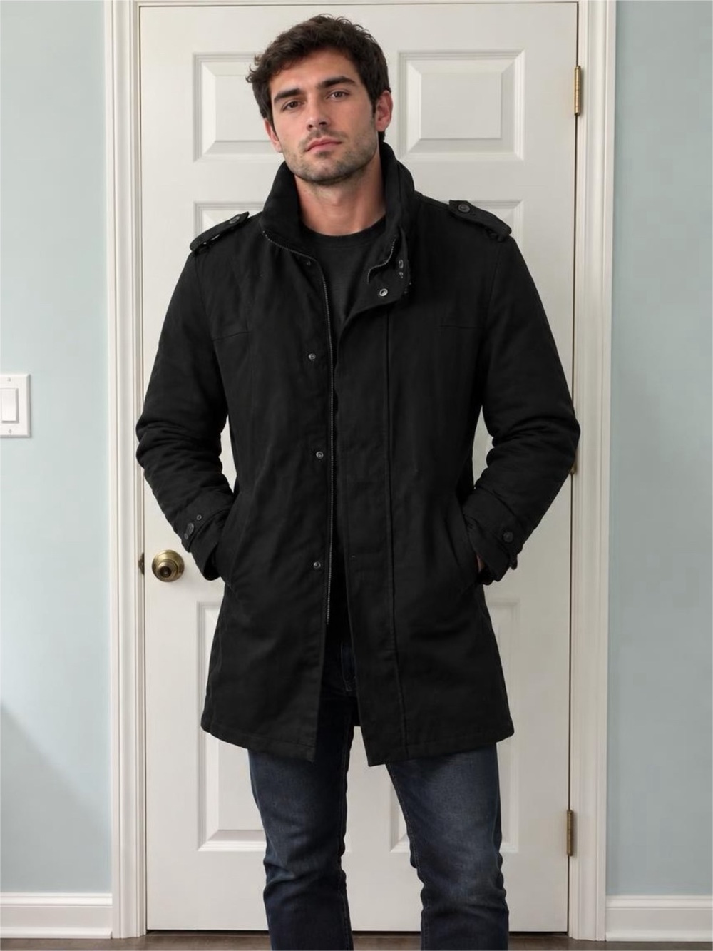 Zara Man black Moda Sport utility coat EUC